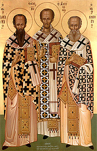 Образ собора вселенских учителей и святителей Василия Великого, Григория Богослова и Иоанна Златоустого