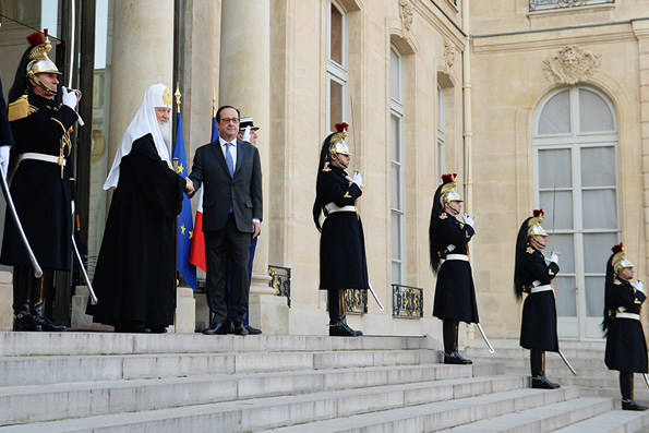 Состоялась встреча Святейшего Патриарха Кирилла с Президентом Франции Франсуа Олландом